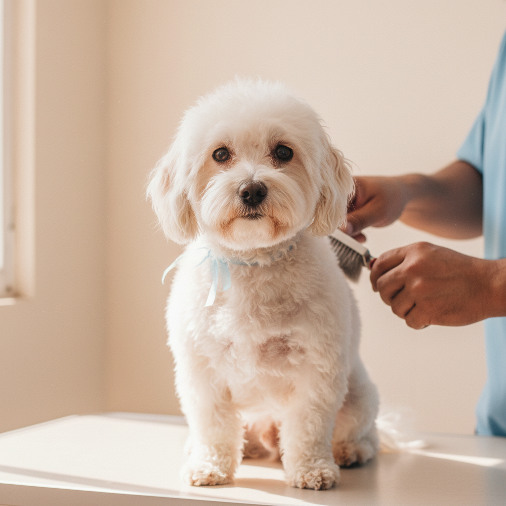Perro recibiendo grooming profesional